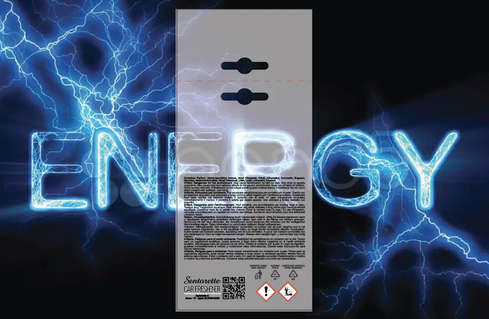 Exemplar packaging personalisatum odoramenti automobilis, fragrantia:﻿Energia