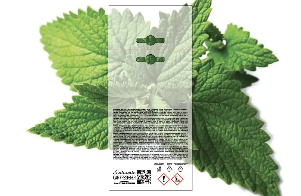 Exemplar packaging personalisatum odoramenti automobilis, fragrantia:﻿Mentha fresca
