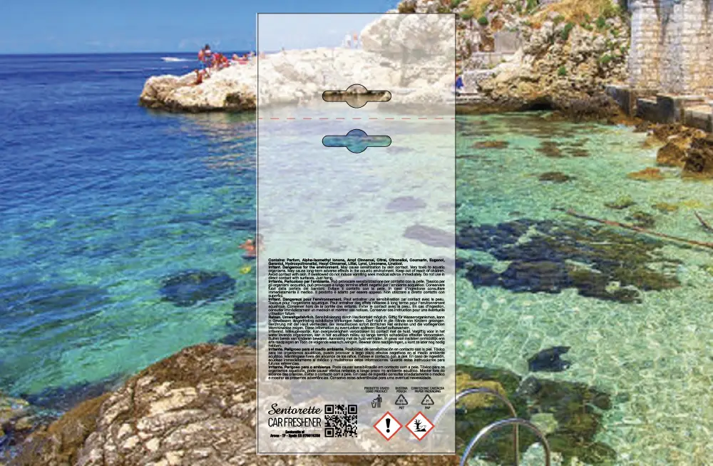 Exemplar packaging personalisatum odoramenti automobilis, fragrantia:﻿Mare viridis bene